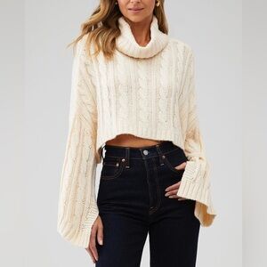 Steve Madden women’s Sloane oversized cropped knit sweater‎ size Large NWT